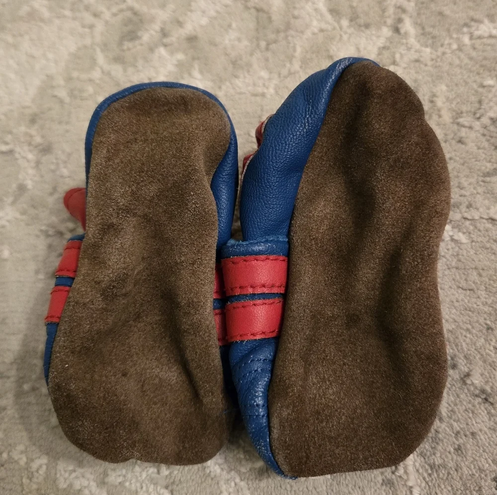 Vintage Red Blue Striped Pre-walker Baby Soft Shoes